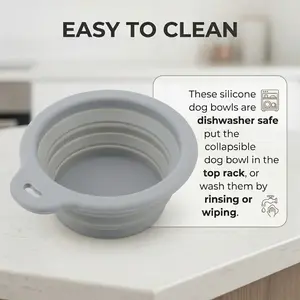 Collapsible Dog Bowl for Travel, Portable Silicone Pet Water Dish for Hiking and Camping, Foldable Expandable Food Feeder with Carabiner Clip for Small to Large Dogs and Cats