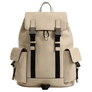 COACH Clark 33 Drawstring Buckle Closure Leather Backpack for Women in Ivory White