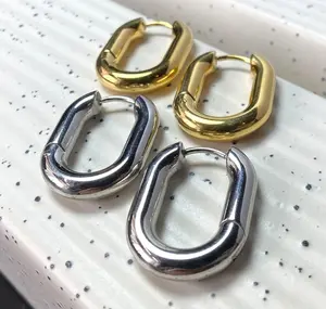 PAIR Rounded Rectangle Hinged Hoop Earrings 316L Stainless Steel 18g Hinge