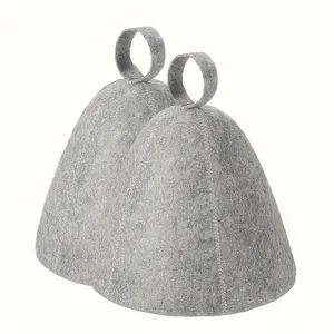 Two Sauna Hats, Thickened Wool Felt Bath Caps, Quick-Dry Towel Hats, Sauna Room Accessories.