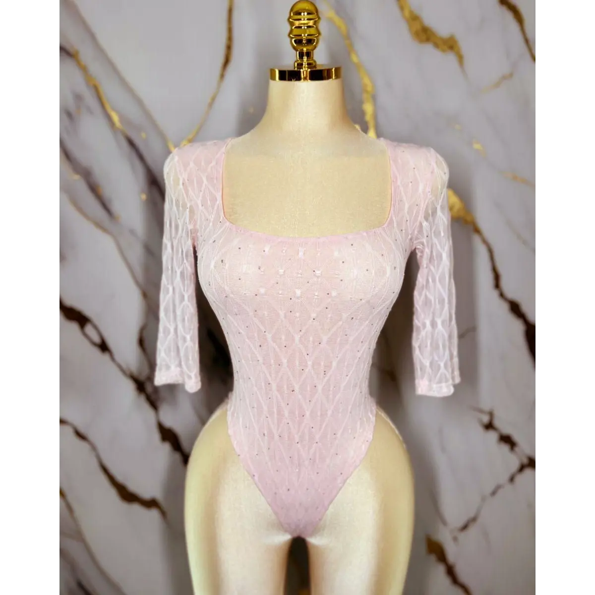 LINDO MESH BODYSUIT HALF SLEEVES