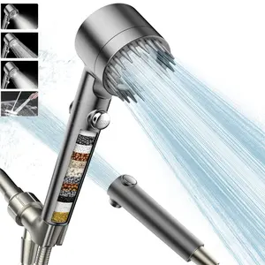 FEELSO Massage Handheld Showerhead with Filter, Multiple Spray Modes, ON/OFF Switch for Pets Bath, Chlorine & Impurities Removed