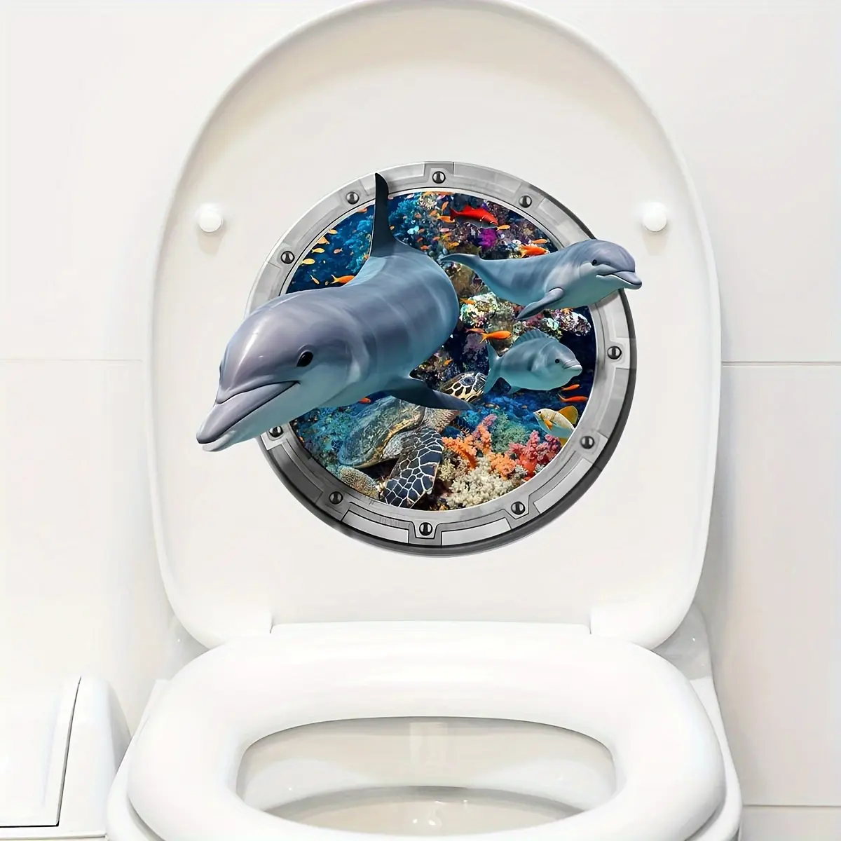 A 3D underwater animal shark wall sticker, cabin door toilet sticker, bathroom home decoration wall sticker, self-adhesive toilet, Bathroom Decorations (BM3021-YL)