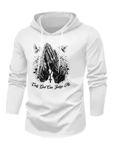 Men’s "Only God Can Judge Me" Prayer Hands & Dove Print Hoodies, Christian Religious Graphic Long Sleeve Tops, Faith‑Based Streetwear#PrayerHandsHoodie #ChristianGraphicPrint #ReligiousFaithStyle #DoveCrossDesign #TikTokFashion