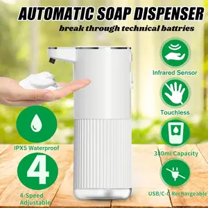 Automatic Liquid Soap Dispenser, Touchless Soap Dispenser Bathroom,Upgrade Hand & Dish Electric Soap Dispenser 4-Level Adjustable Waterproof Wall Mount Kitchen Soap Dispenser for Thin and Thick Liquid