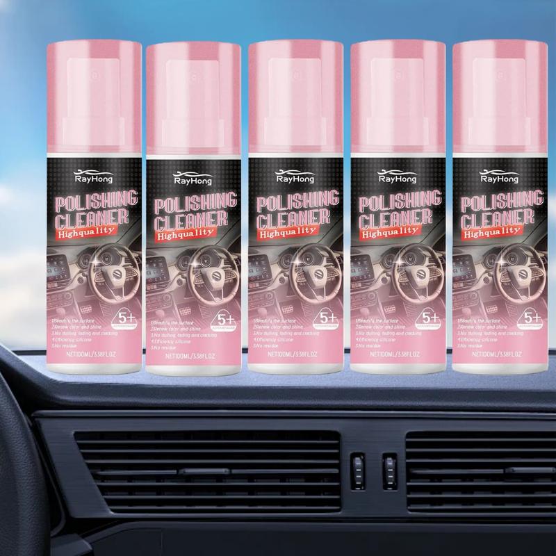 Car Interior Detailing & Polishing Agent, Interior Car Cleaner, 5 Counts Effective Care Solution Agent for Rubber & Faux Leather Surfaces, Multi-Purpose Cleaning Tool