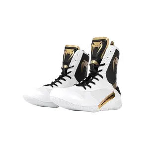 Venum Elite Boxing Shoes - White/Black/Gold