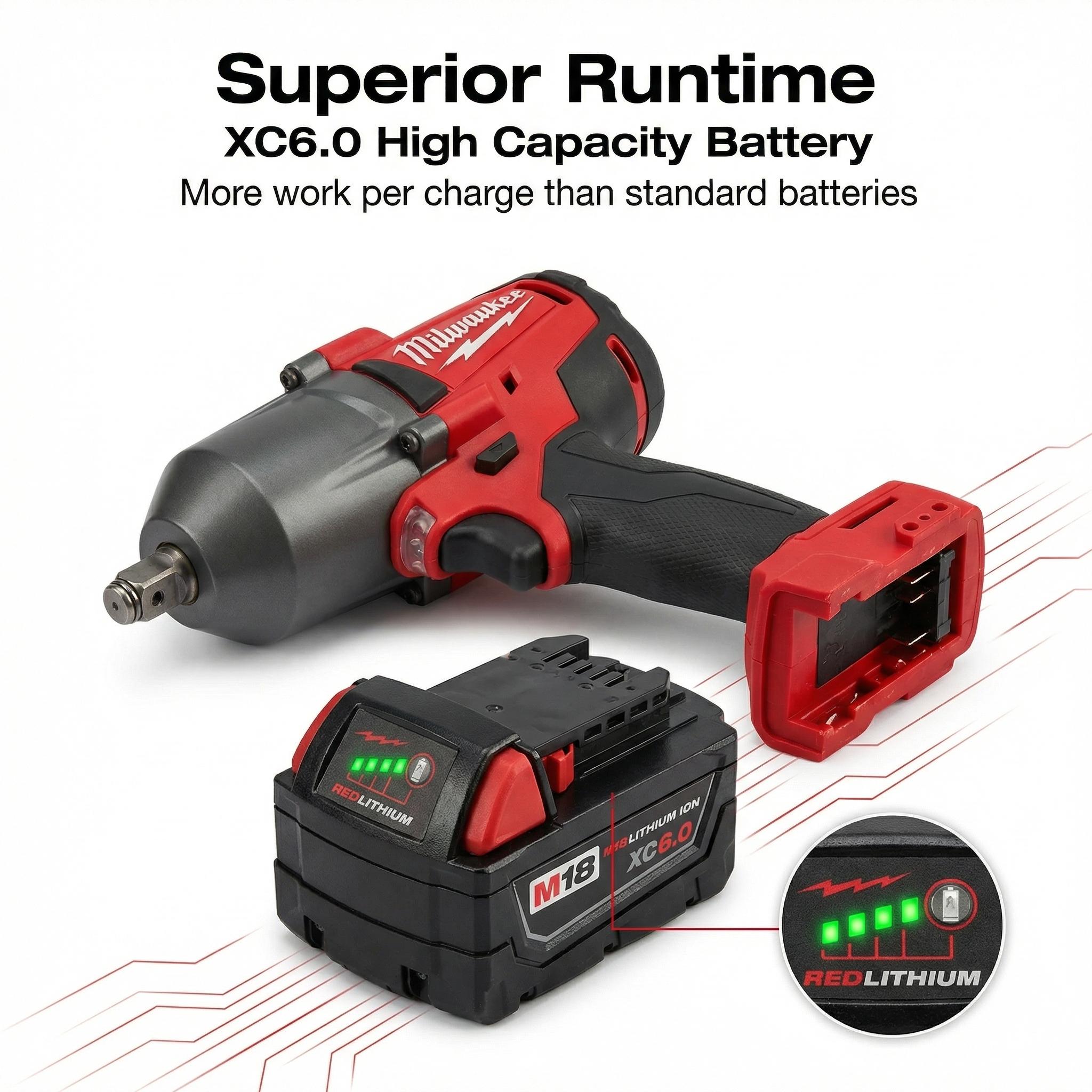 Milwaukee M18 FMTIWF12 Cordless Impact Wrench With Battery Charger for Industrial Maintenance Electric Wrench High Power