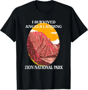 100% Cotton I Survived Angels Landing Hike Zion National Park Utah Funny T-Shirt