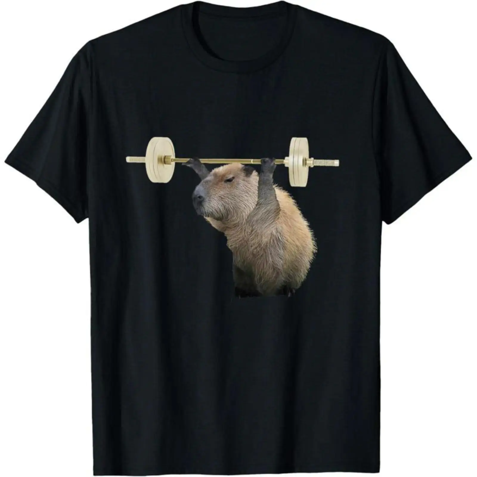 Unisex Graphic Tee Funny Capybara Weightlifting Bodybuilding Meme Print Gym Training Design Oversized T Shirt Casual Streetwear Style Crewneck Short Sleeve Soft Breathable Cotton Loose Fit Summer Outfit Daily Wear Gym Workout Gift Trendy Aesthetic Top
