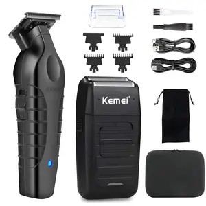 Kemei Professional Hair Clipper, Cordless Rechargeable Clippers, Hair Clippers Set, 1 Box Rechargeable Cordless Hair Trimmer & Accessories, Hair Cutting Kit for Men, Barber Tool, Gift