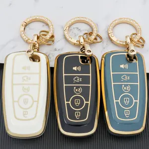Car Key Case with Keychain, TPU Key Case Protector, Dust & Fall Resistant High-end Fashionable Key Bag Compatible with Ford Fusion Explorer Escape F150 F250 F350 F450 F550 Edge Expedition, Car Key Accessory
