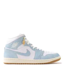 Women's Jordan 1 Mid White/Worn Blue-Sail (HQ2005 100)