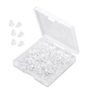 1200pcs Silicone Earring Backs Earring Backings Soft Clear Ear Safety Back Pads Backstops Clutch Stopper Replacement for Fish Hook Earring Studs Hoops Diameter 4mm (300)