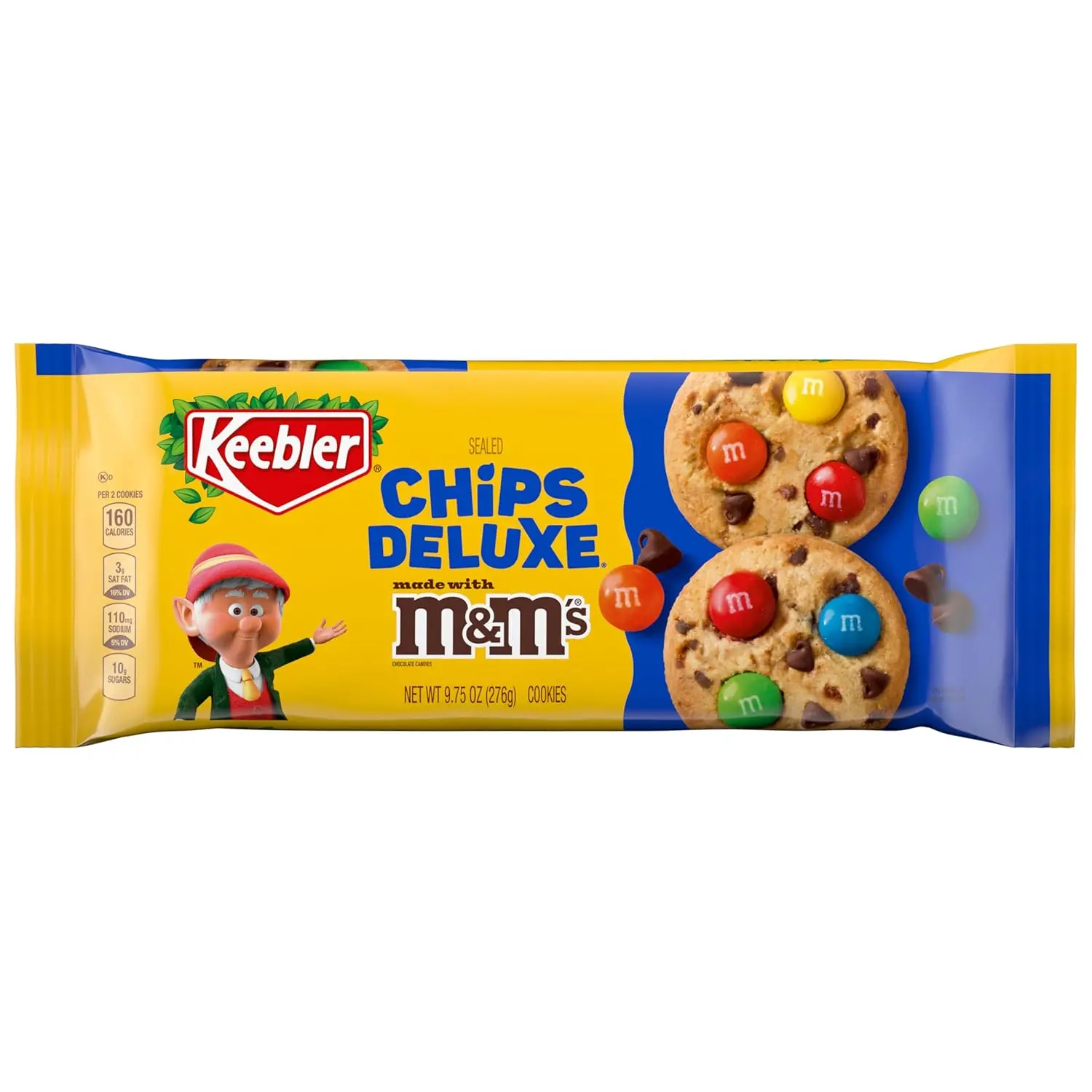 Keebler Chips Deluxe Rainbow Cookies with M&M's Milk Chocolate Candies, 9.75 oz – Crunchy Chocolate Chip Cookies, Ready-to-Eat Sweet Snack