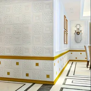 50pcs 3D Wall Stickers, 35cm Square Self-Adhesive Wallpaper, Foam Anti-Dirt Ceiling Tiles, Easy Install for Living Room Bedroom Kitchen