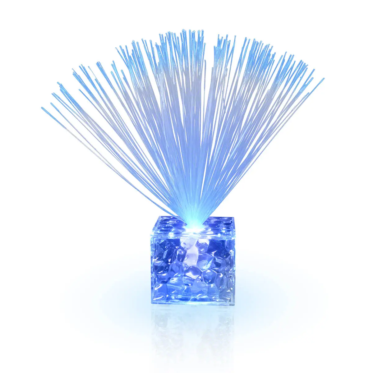Set of 12 Light Up Mini Blue 5.5" Centerpieces for Tables with Bright Blue LEDs & Fiber Optic Strands Perfect for Weddings Dinner Parties Banquets