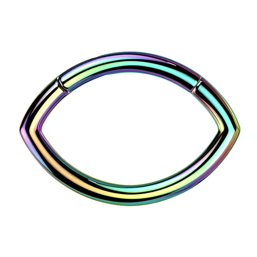 Rainbow PVD Oculus Titanium Hinged Segment Ring
