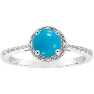 Affinity Gems Round Turquoise & Diamond AccentRing, Sterling