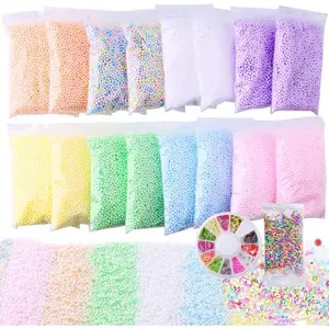 Slime  Beads Floam Balls - 18 Pack Pastel Microfoam Beads Kit 0.1-0.14 inch (90,000 Pcs)  Colors Rainbow Fruit Beads Craft Add ins Homemade DIY  Ingredients Flote Microbeads Supplies