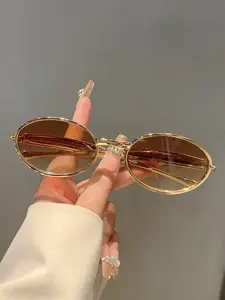 Elegant New Women's Oval Small Frame Fashion Sunglasses, Trendy Simple Vintage Style, Stylish Accessory for Ladies