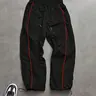 Men's Wide Leg Sports Pants with Drawstring and Side Stripes, Comfortable Breathable Casual Wear for Outdoor Activities