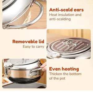 Stainless Steel Deep Frying Pan with Lid