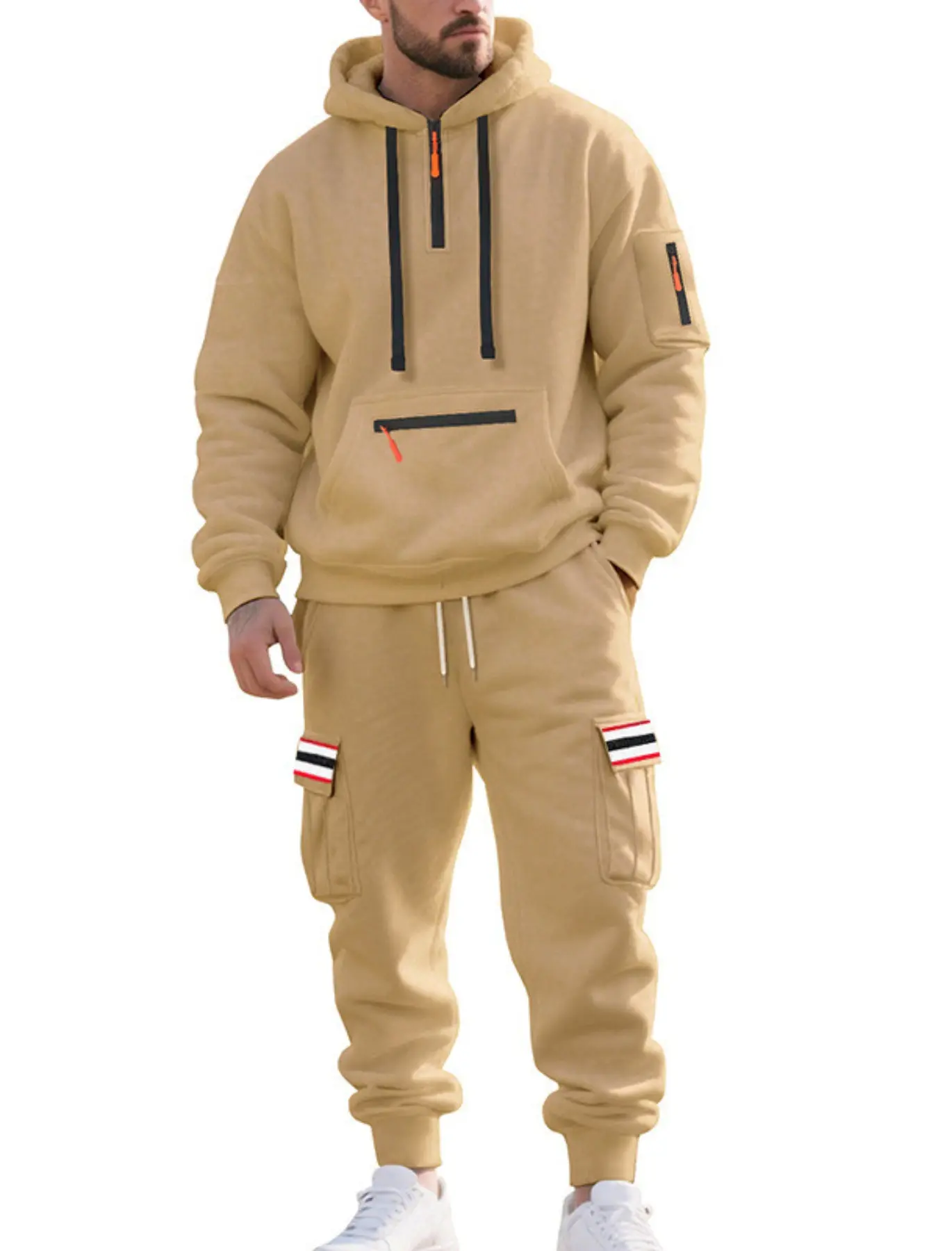 Men's Winter Workwear Set, Warm Fleece Lined Pants & Jacket Shirt Combo, Loose Fit Outdoor Clothing, 2026 New Arrival