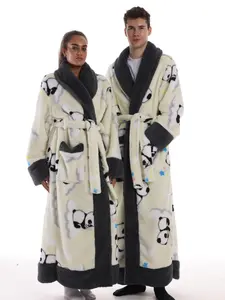 1-piece Flannel Pajamas Home Clothing Robe Bathrobe Wearable Blanket Loose Long-sleeved Plus Size Leisure Thickened Extra Long Warm Women's Home Winter Soft Winter Waist Tie Can Be Worn Out Pockets Hooded Leopard Print