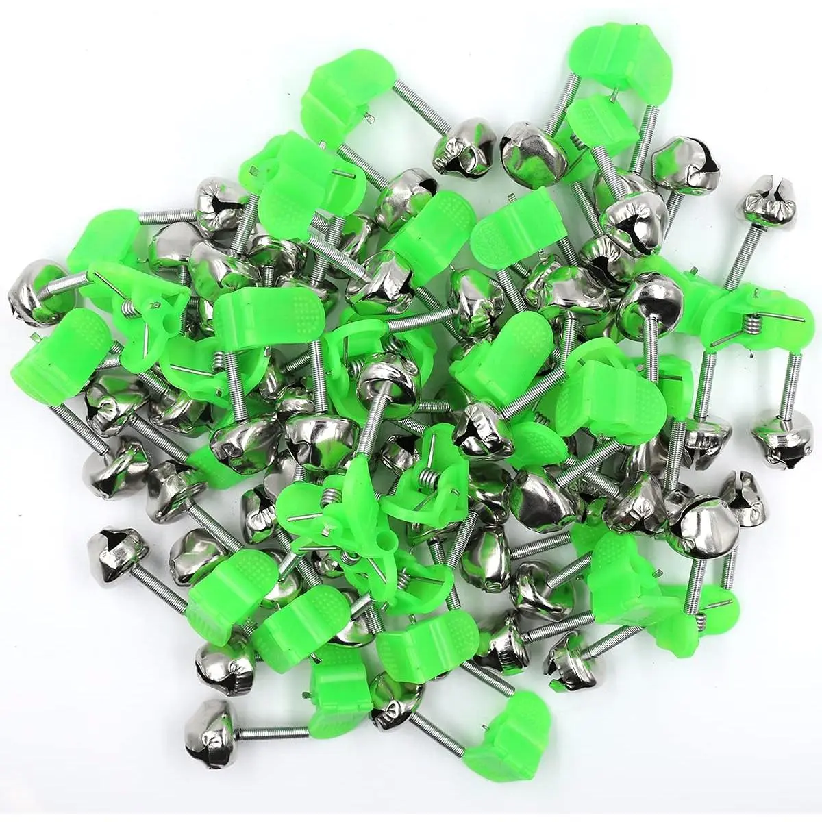 Fishing  Bells, 50 count Plastic Fishing Rod Clips with Dual Alert Bells /20PCS with Led Lights