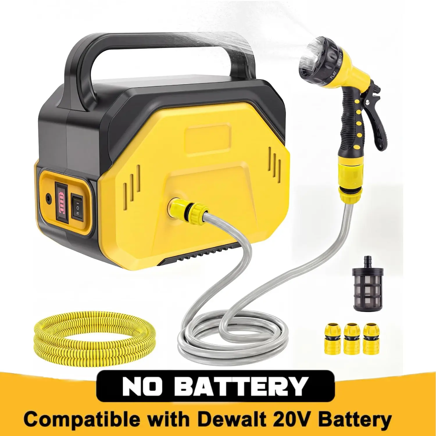 FunnyWhale Water Transfer Pump Compatible with Dewalt 20V Battery(No Battery) | Portable Self-Priming Water Pump with 9.6GPM,75FT Max Head for RV, Tank, Pool Draining, Garden Watering