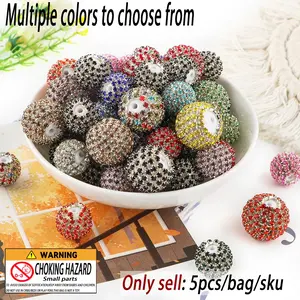 20mm Rhinestone Decor Beads (5 Counts), DIY Jewelry Making Supplies for Bracelet & Necklace & Earrings, Fashion Accessories for Jewelry Making, DIY Beading Accessories, Diy Jewelry Decoration