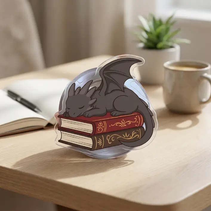 Cozy Fantasy Dragon MagSafe Phone Grip Sleeping Book Stack Magnetic Kindle Grip Cute Bookworm Aesthetic Reader Holder