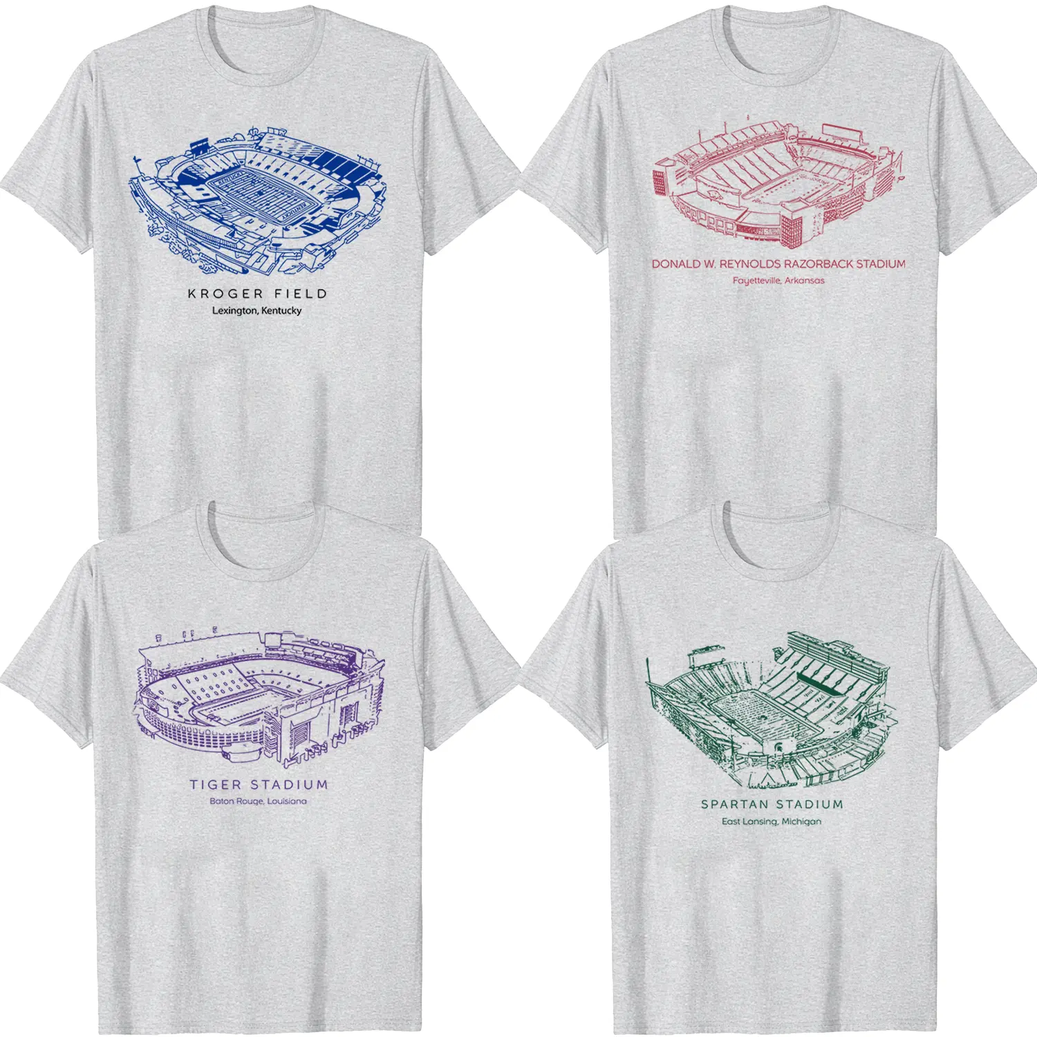University Football Stadium T-Shirt Unisex Game Day Football Shirt for Men and Women Gift for Football Fans Dad Mom Husband Boyfriend Girlfriend