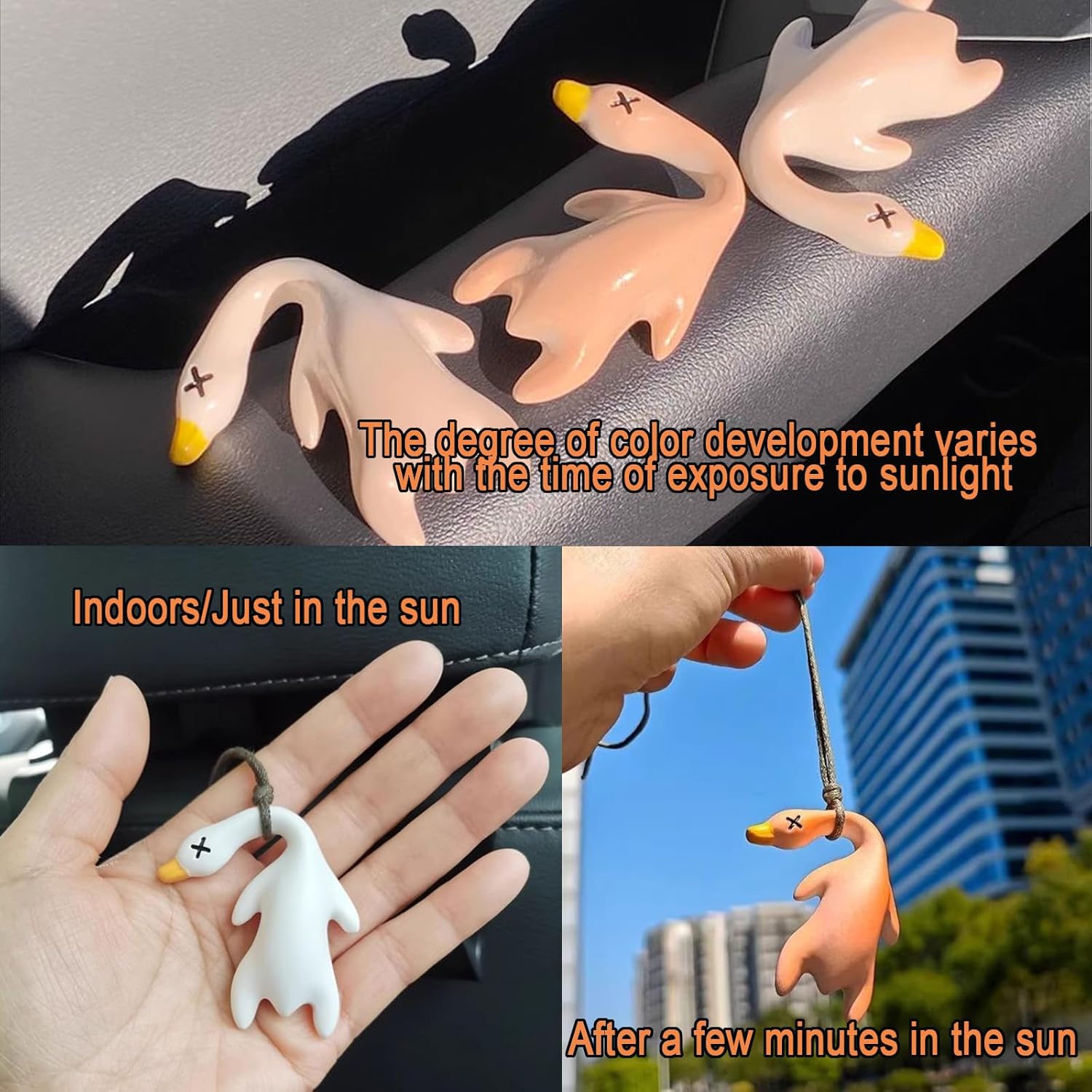 UV Color Changing Duck Decor, Sunscreen Effect Testing Reminder Pendant, Creative Car Accessories Interior Ornament for Car Bicycle Outdoor
