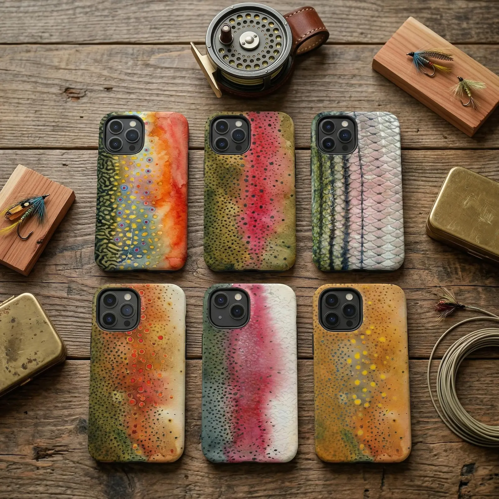 Fishing Phone Case |   Trout and Striped Bass Design |   Custom Fisherman Gift |   For Iphone 17 pro max, SamSung and more Phone Cases Phone Cover Hard Case Tough 2-piece Phone Case