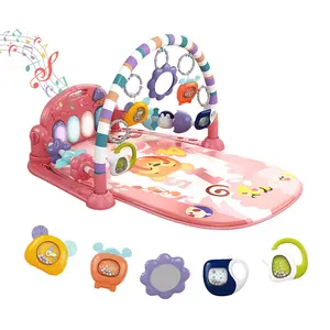 dearlomum Baby Play Mat Baby Gym with Piano Design 5 Sensory Toys Music Lights Blue Gift for Newborn Boys Girls - Infant