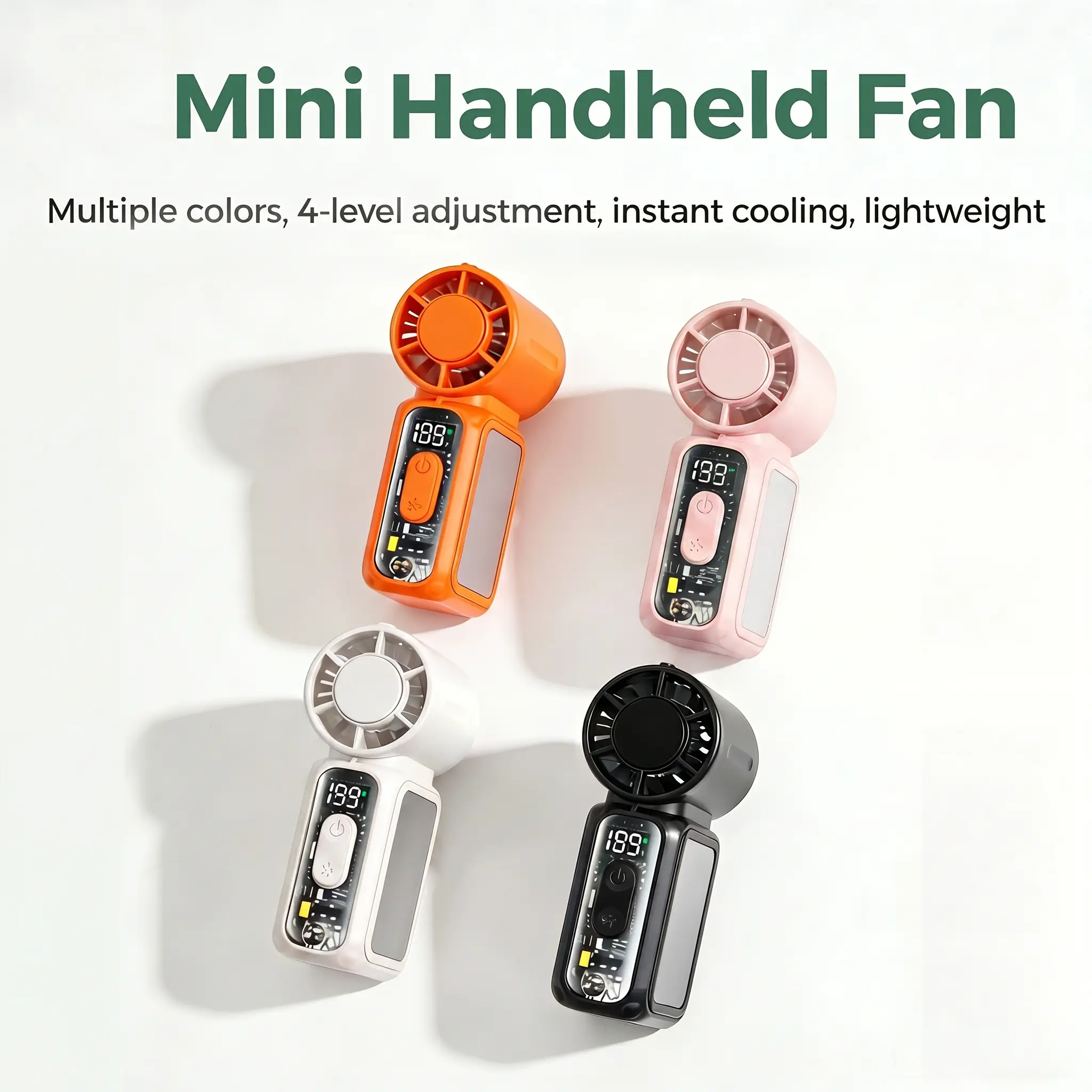 【TikTokShopSpringGlowUp】Mini Multipurpose Handheld USB Fan, Powerful Turbo Portable Fan with Speed Levels 1–199, 20800 RPM High-Speed Motor, 16 h Max Cooling Time, 4300mAh Rechargeable Battery, Pocket Personal Travel Gadget for Women and Men Adjustable