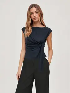 Women's Classic Striped Tie Waist Sleeveless Top, Side Bow Tie, Office Commute, Semi-Formal Dinner, Back-To-School Season