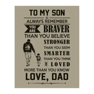 To My Son, Love Dad - Motivational Wall Art Print - 12x18 Unframed |   Inspirational Father & Son Silhouette Decor for Home, Office, Bedroom, Living Room" Ornaments Artistic