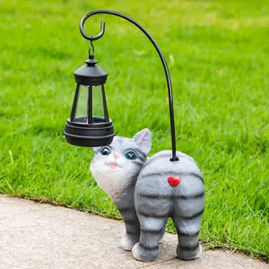Solar Garden Statue Outdoor Cat Decor Figurine Lights Garden Decor with Solar Lantern Housewarming Gifts for Yard, Patio, Lawn fengshui ornament bouquet  flowers silk farmhouse kitchen cute decoration  Lamp print highland cow desktop fidget coffee lover