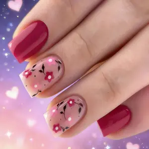 French Chic Floral Pearl Sweet European Style Detachable Nail Art Stickers, 24 Pieces, Model 53hj-04, Single Item Pack