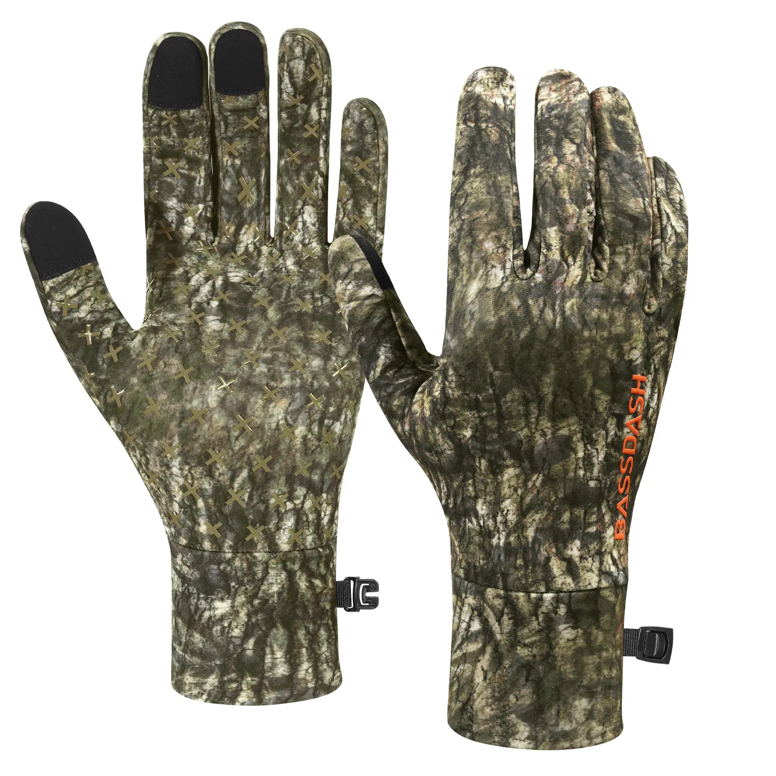 BASSDASH Unisex Fleece Liner Lightweight Camo Hunting Gloves Touchscreen Warm Gloves for Fishing Photography HG07