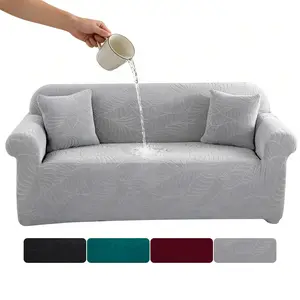 BEKRVIO-Waterproof Sofa Cover, Elastic Pet Dog Cat Couch Protector, Non-Slip Anti-Scratch Washable Furniture Cover, Solid Color for Pets Kids Home Stretch Fit Jacquard