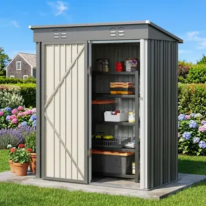 Gizoon 5 'x 3' Outdoor Storage Shed with Singe Lockable Door,Galvanized Metal Shed with Air Vent Suitable for The Garden,Tiny House Storage Sheds Outdoor for Backyard Patio Lawn