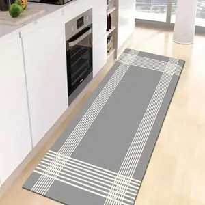A dark gray checkered kitchen mat, kitchen carpet, home decor rugs, soft diatomite material, suitable for bedroom, living room, dining room, kitchen, bathroom entrance carpet mat