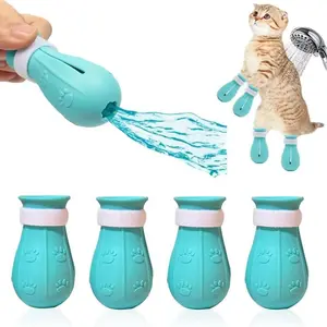 Adjustable Cat Bath Shoes, 4 Counts/box Silicone Cat Bath Shoes, Pet Paw Protector, Pet Grooming Supplies for Dogs & Cats, Christmas Gift