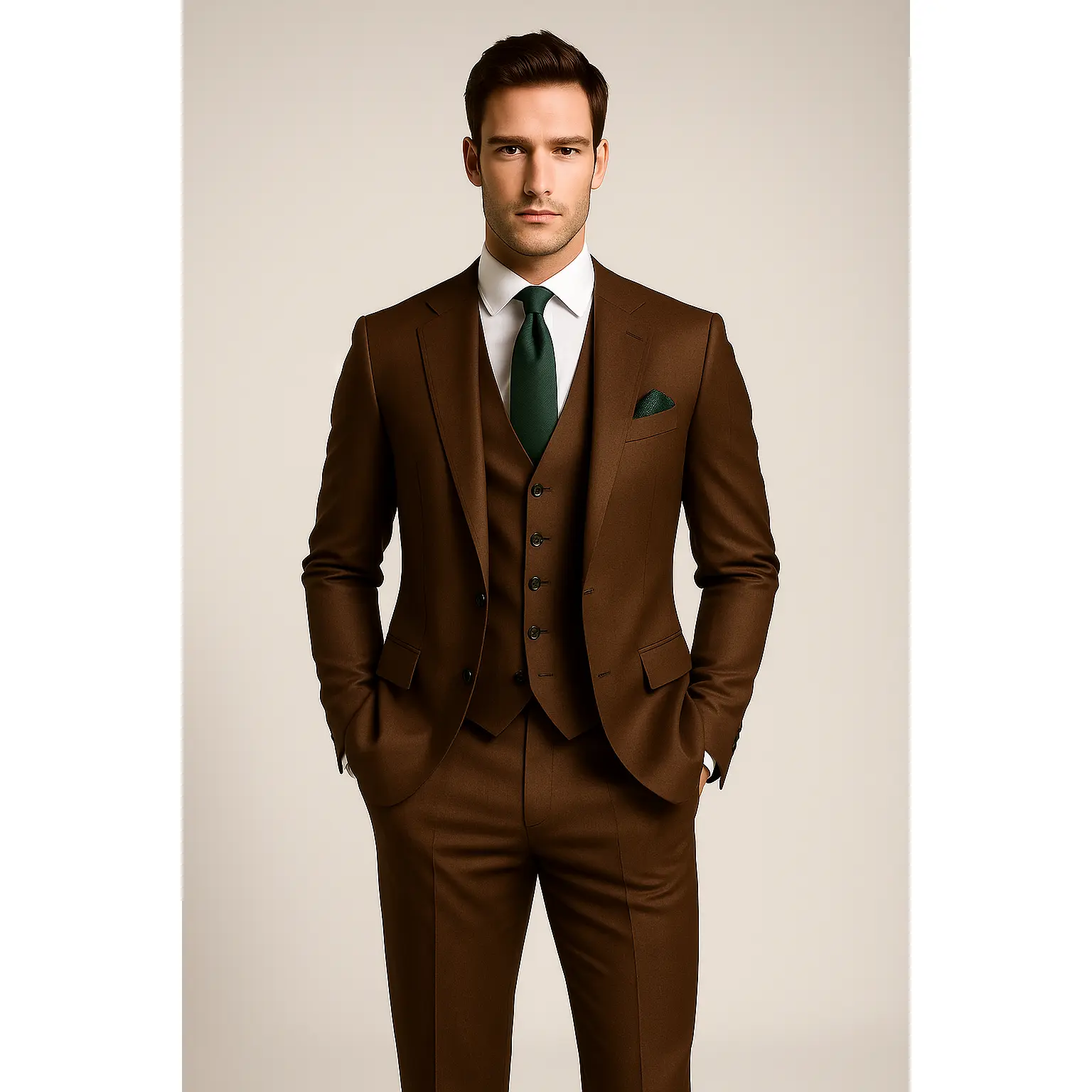 The Copper Ridge – Brown Suit with Hunter Green Accents