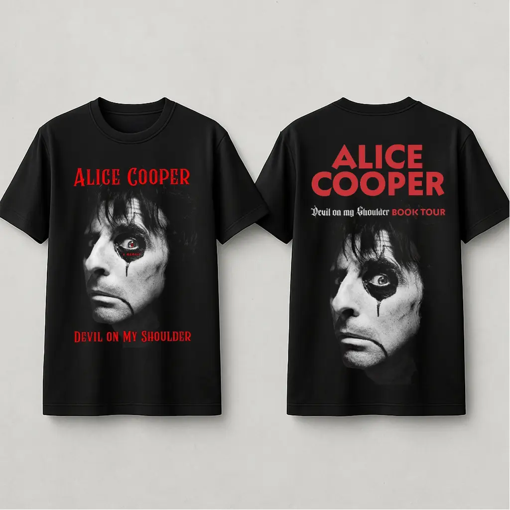 Alice Cooper Devil on My Shoulder Book Tour 2026 Two-Sided T-Shirt – Horror Rock Concert Tee Vintage Style