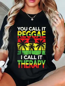 100% Cotton Jamaican Music Rasta You Call It Reggae I Call It Therapy T-Shirt